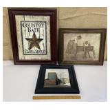 3 nice country laundry/bathroom prints