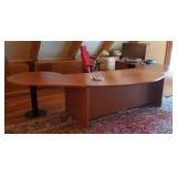 marquetry inlaid top 6 section desk includes 2