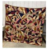 Pink & brown tied quilt approx 6