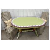 Mackenzie Childs inspired table with 2 chairs