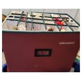 Nice canvas container of Christmas ornaments