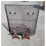 Fireplace screen, and irons