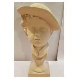 Terracotta(?) bust of a young boy w/ hat