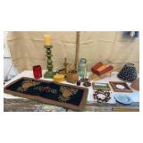 Country decor - basket, art, lampshades, candles,