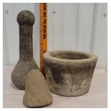 OLD - Large Stone mortar and 2 pestles