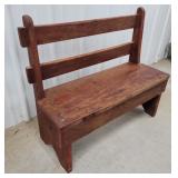 Old red Childs bench