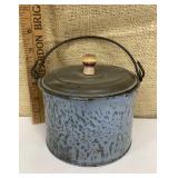 Granitware berry bucket w/ tin lid