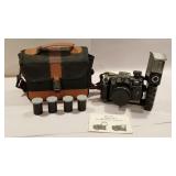 Olympia camera, with case and film