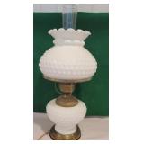 White hobnail Gone with the wind lamp w/nice
