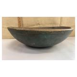 FANTASTIC primitive wood bowl w/ original blue