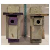 2 wooden bird houses