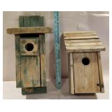 2 wooden bird houses