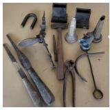 Miners lantern, oil spouts, cherry pitter,etc