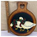 Pretty painted trivet w/ wintry ducks