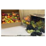 2 boxes & a brandy glass full of faux fruit