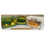 3 Ertl John Deere tractors in their boxes - boxes