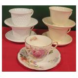 5 cups & saucers - Tiffany, Wedgewood, and