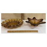 Carnival egg plate & art glass bowl