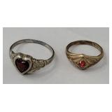 2 baby rings - heart is sterling