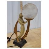 Art deco lamp - nude female w/ globe