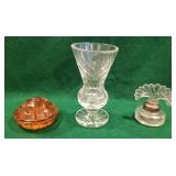 Perfume bottle, vase, flower frog, etc