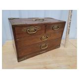 4 drawer jewelery box brass trim 15"8"10"
