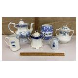 Pretty blue & white/transferware teapot,