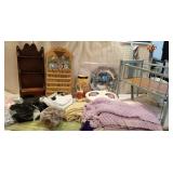 Wooden calendar, wooden spoon holder, doll bed ,