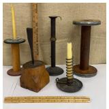 Great collection of primitive candleholders