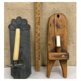 2 primitive/country candleholders