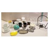 Misc, glassware, cups ,lobster dishes, metal