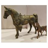 2 metal horses
