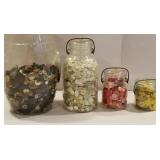 4 jars of mixed buttons