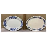 Pair of blue & white platters