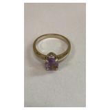 Signed 14k ring w/ purple stone