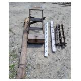 Spindles, hooks, stool, etc