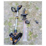 Cordless Worx trimmer and hedge trimmer with