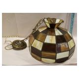 Cream/brown slag glass hanging light