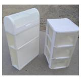 2 plastic storage bins