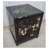 Black lacquer Oriental 2 door cabinet 20"20"24"