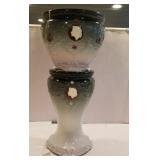 Pottery Pedestal w/Very damaged Jardiniere