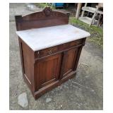 Walnut marble top wash stand 30"17"28"