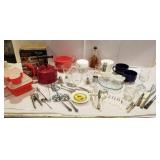 Kitchenware, Tupperware, knives, bowls, tea pot,