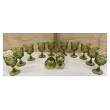 12 green Fostoria goblets