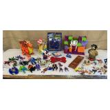 Box of toys/action figures, trains & games