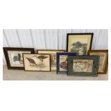 Box of misc art - Japanese, Egyptian, birds, maps