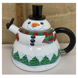 Enamel snowman teapot