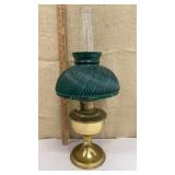 Brass Aladdin oil lamp w/ green shade & original