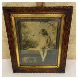 Framed print - Young girl w/ bluebirds - nice old