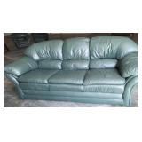 Green leather sofa 87" - ***  (Couch only)